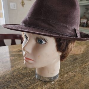 Vintage Brown suede Hat Toucan collection ladies